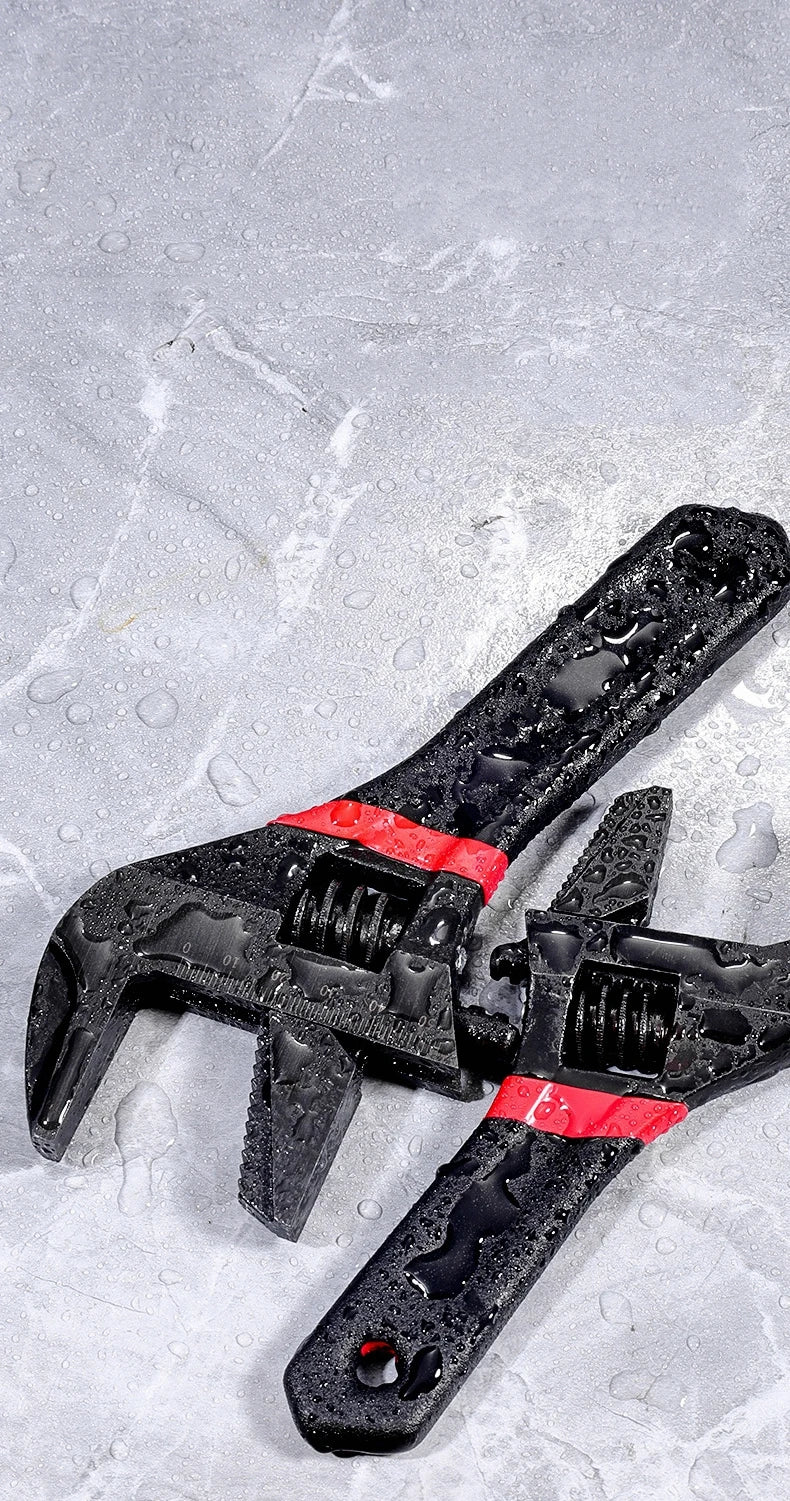 1 Pcs 6/8” Short Handle Adjustable Wrench Oversized Open Bathroom Wrench Mini Small Board Large-diameter Adjustable Short Handle