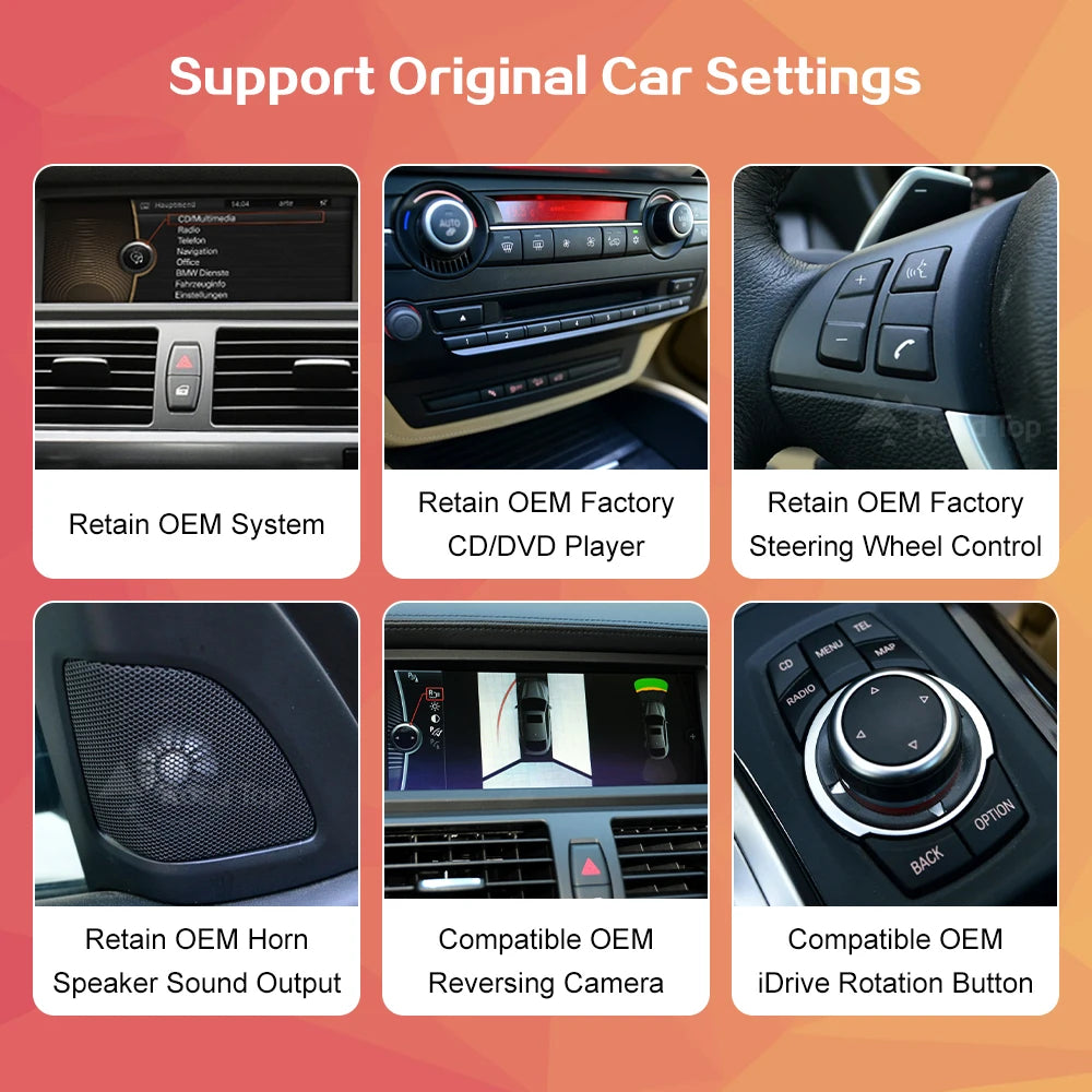 RoadTop 1920*720 Wireless CarPlay Android Auto Car Multimedia Display for BMW X5 X6 E70 E71 2007-2013 CCC CIC Linux Touch Screen