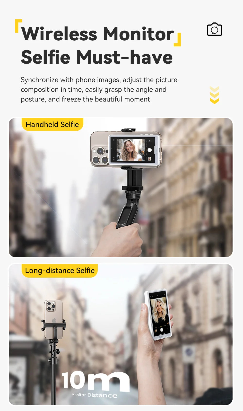 ESSAGER Magnetic Phone Selfie Monitor Screen for Smartphone Rear Camera Selfie Vlog Live Stream for iPhone Android phone