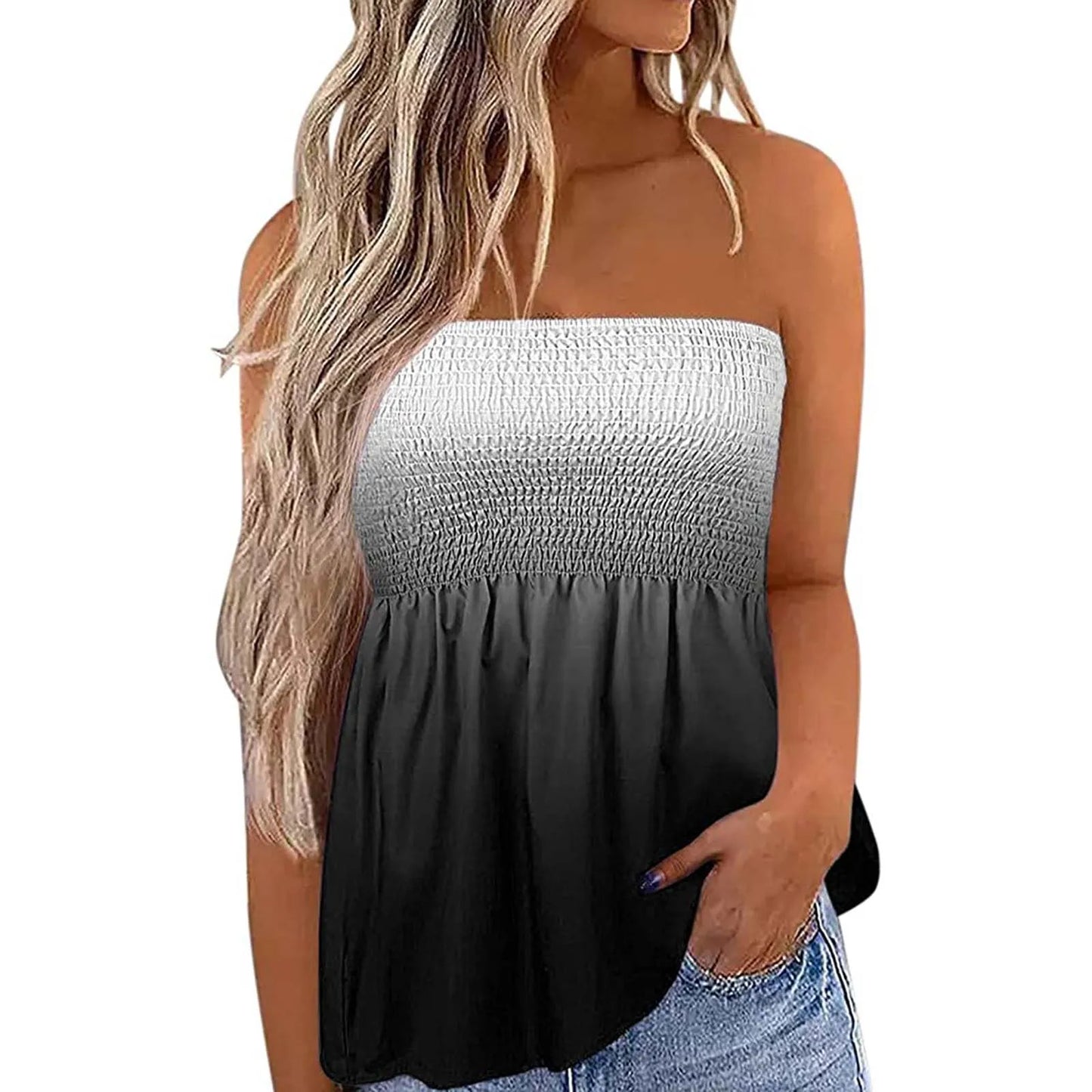 2026 Women Sexy Tube Top Summer Women Casual Tank Crop Tops Solid Color Elastic Design Backless Breathable Strapless Tops