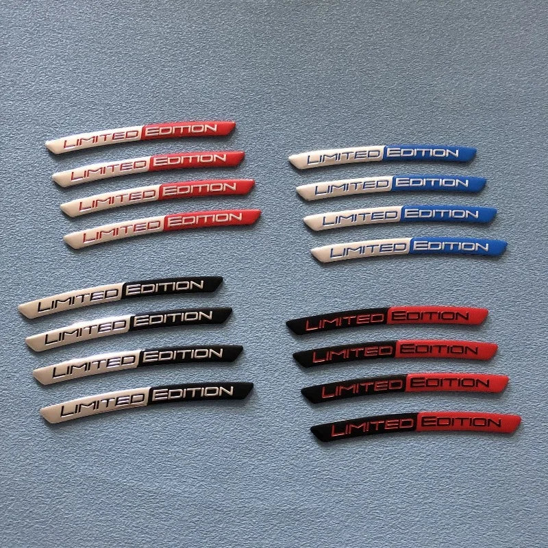 4 Pc Aluminium Alloy Car Hub Stickers, Rim Decorative Strips