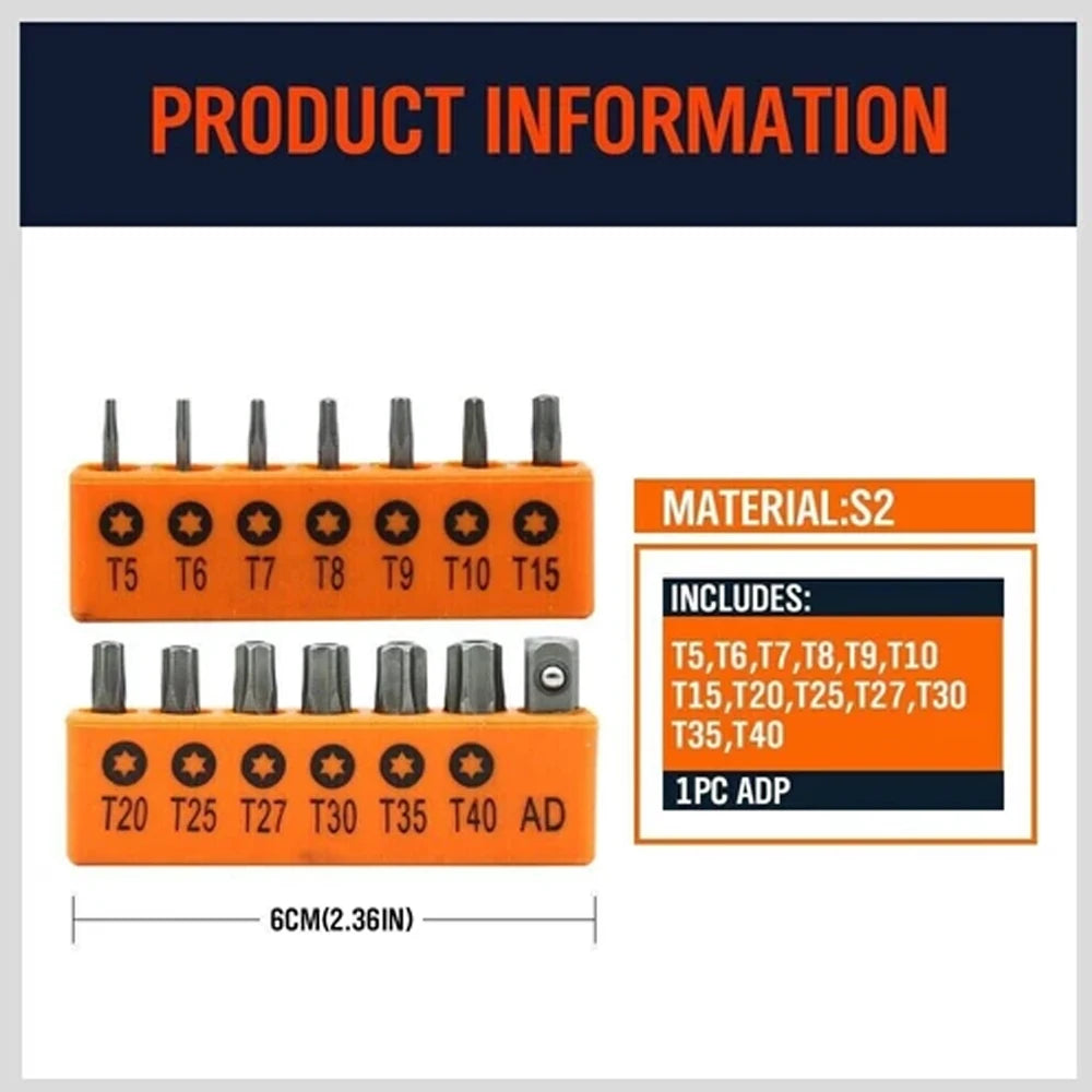 New 25mm Torx Screwdriver Bits Hex Shank 6.35mm With Adapter Nutdrivers For Pneumatic Electric Rechargeable Screwdrivers Tools
