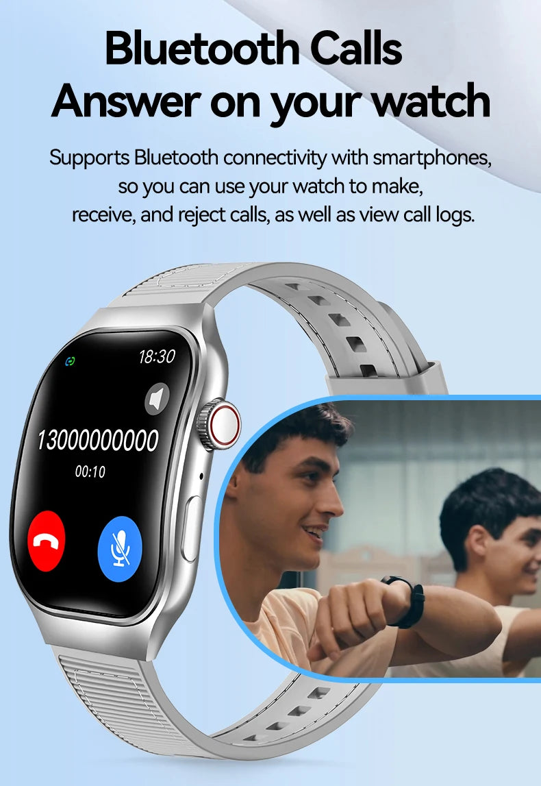 LAXASFIT New Bluetooth Call Smart Watch for Men 2.01" HD Curved Screen Sports Watch Health Monitor Smart Watch for Android iOS