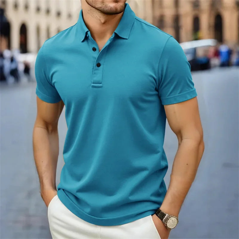Men's Collared Polo Shirt — Breathable Summer Short Sleeve Top