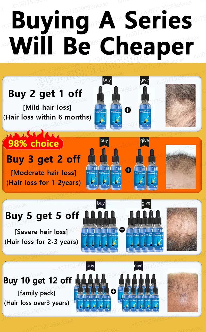 WPRBREGT blue bottle.hair growth essential 0iI. Say goodbye to baIdness. The secret 0f thick hair hair growth serums
