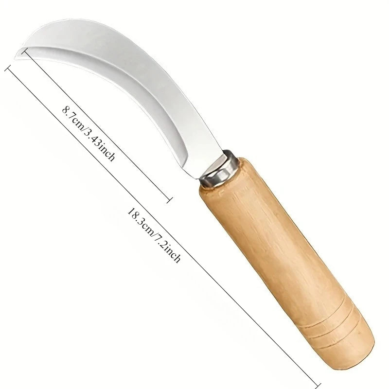 Curved Stainless Steel tool with Wooden Handle,2-in-1 Tool for Summer Garden Weeding,Ideal for Outdoor Yard Use