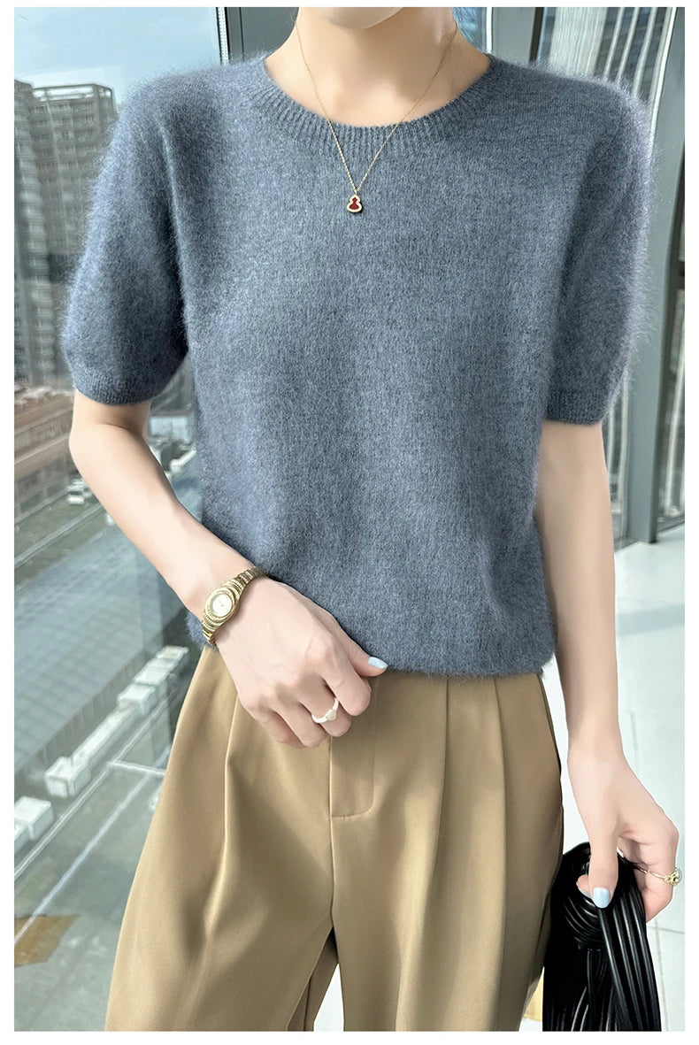 Women's Short Sleeve Knit Sweater Top