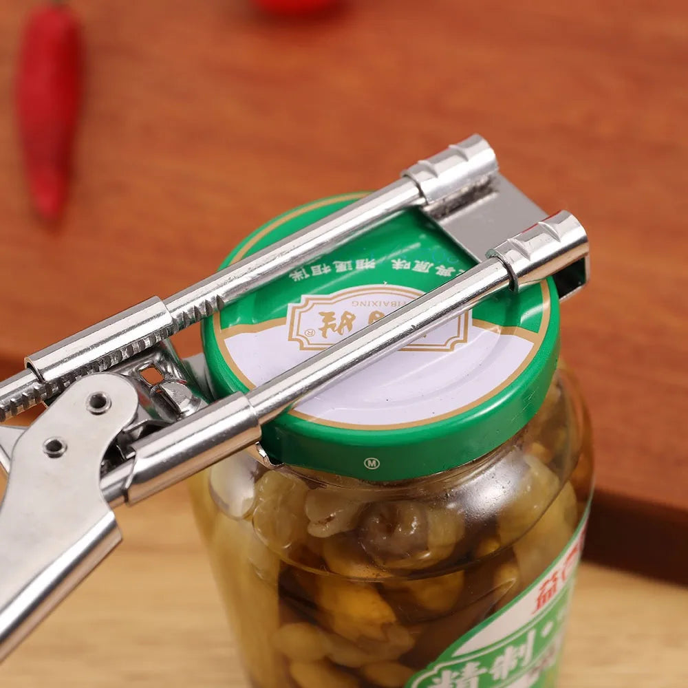 New Adjustable Stainless Steel Can Opener Rotating Non-slip Bottle Opener Twist Multifunctional Manual Can Opener Kitchen Tool