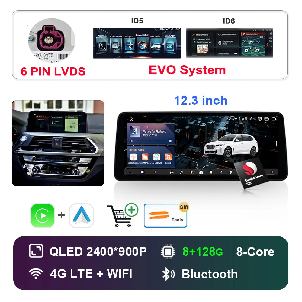 Car Stereo with Apple CarPlay & Android Auto, Compatible with BMW X3 G01 & X4 G02 (EVO System)