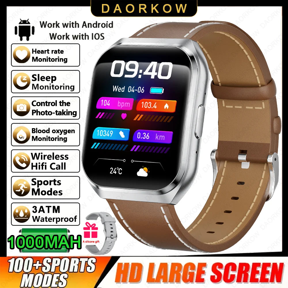 Men's Smart Watch — 1000mAh Long Standby, IP68, BT Calling