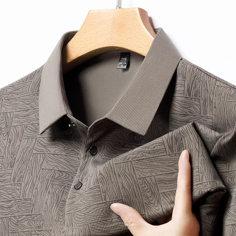 2026 Summer New Men's Business Print Short Sleeved POLO Shirt Comfortable and Cool Casual Fashion T-shirt