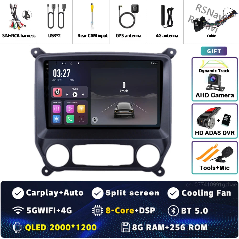 Android 16 Carplay Auto Car Radio Multimedia For Chevrolet Silverado 3 GMTK2 2014 2015 2016 2017 2018 GPS BT 4G Stereo Head Unit