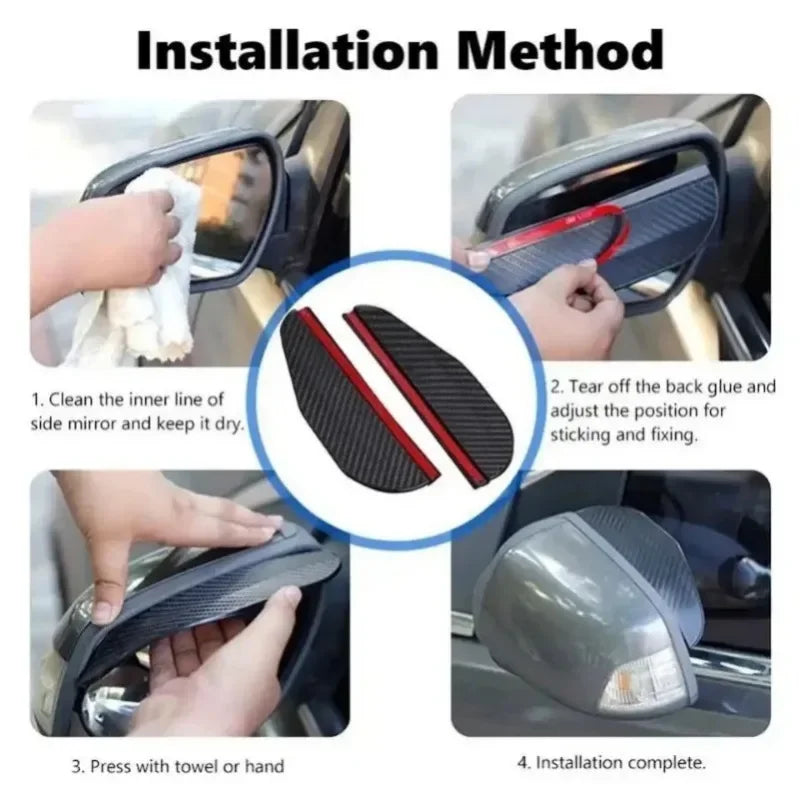 2PCS Universal Auto Rear View Mirror Rainy Shield Guard Car Rearview Mirror Rain Eyebrow Carbon Fiber Sun Visor Shade Cover