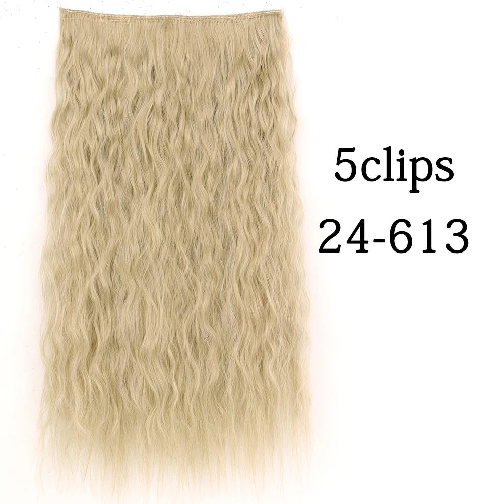 Synthetic 5 Clip In Hair Extensions Long Curly Hairstyle Hairpiece Natural Brown Black 80cm Heat Resistant  Fake Hair For Women