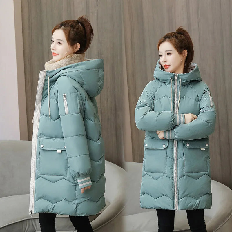 Women's Mid-Length Hooded Parka - Padded Loose Winter Coat - photo 3