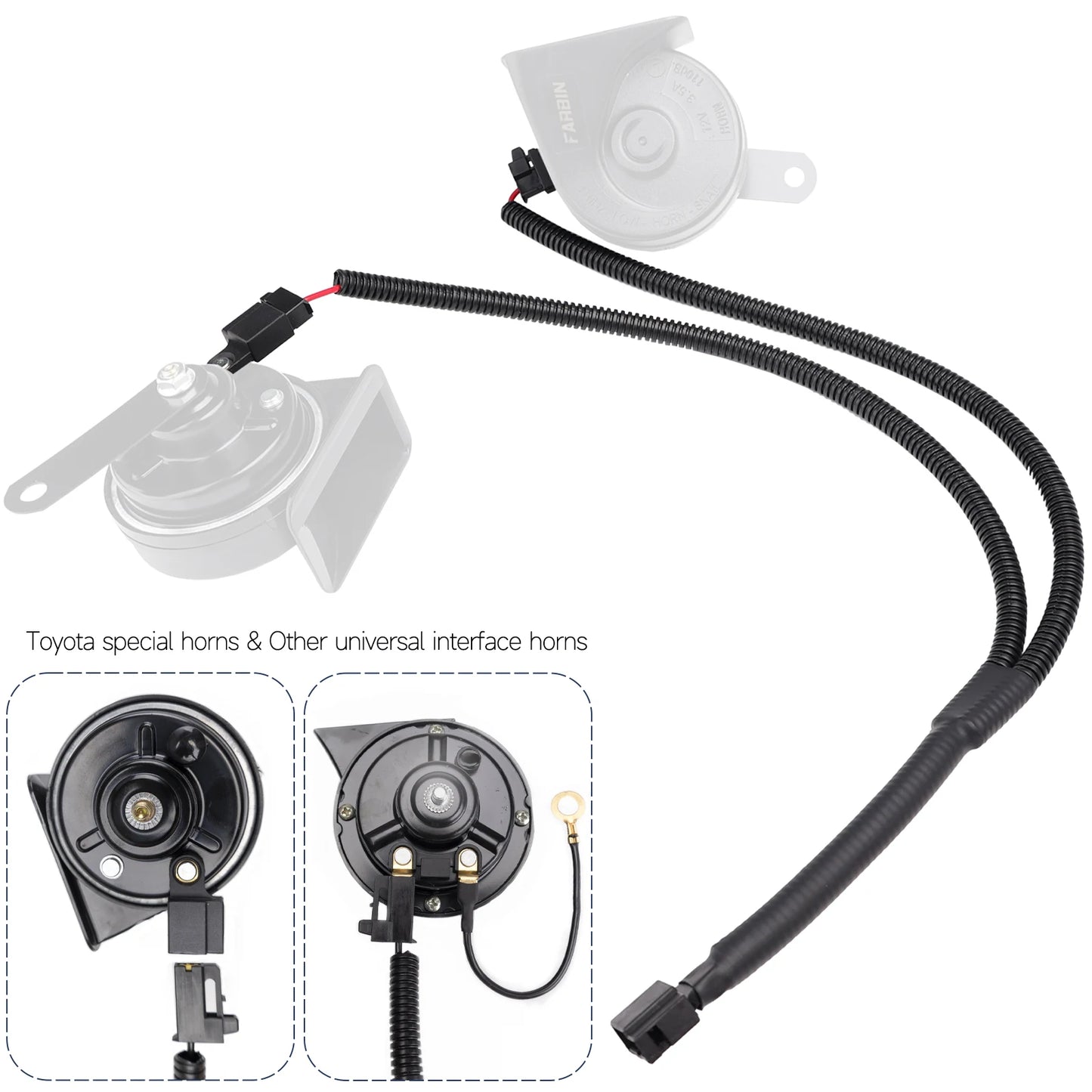 FARBIN Car Horn Adapter Pigtail Socket Two Special Line Horn Wiring Harness Male Plug Snail Horn Socket Conversion For Toyota