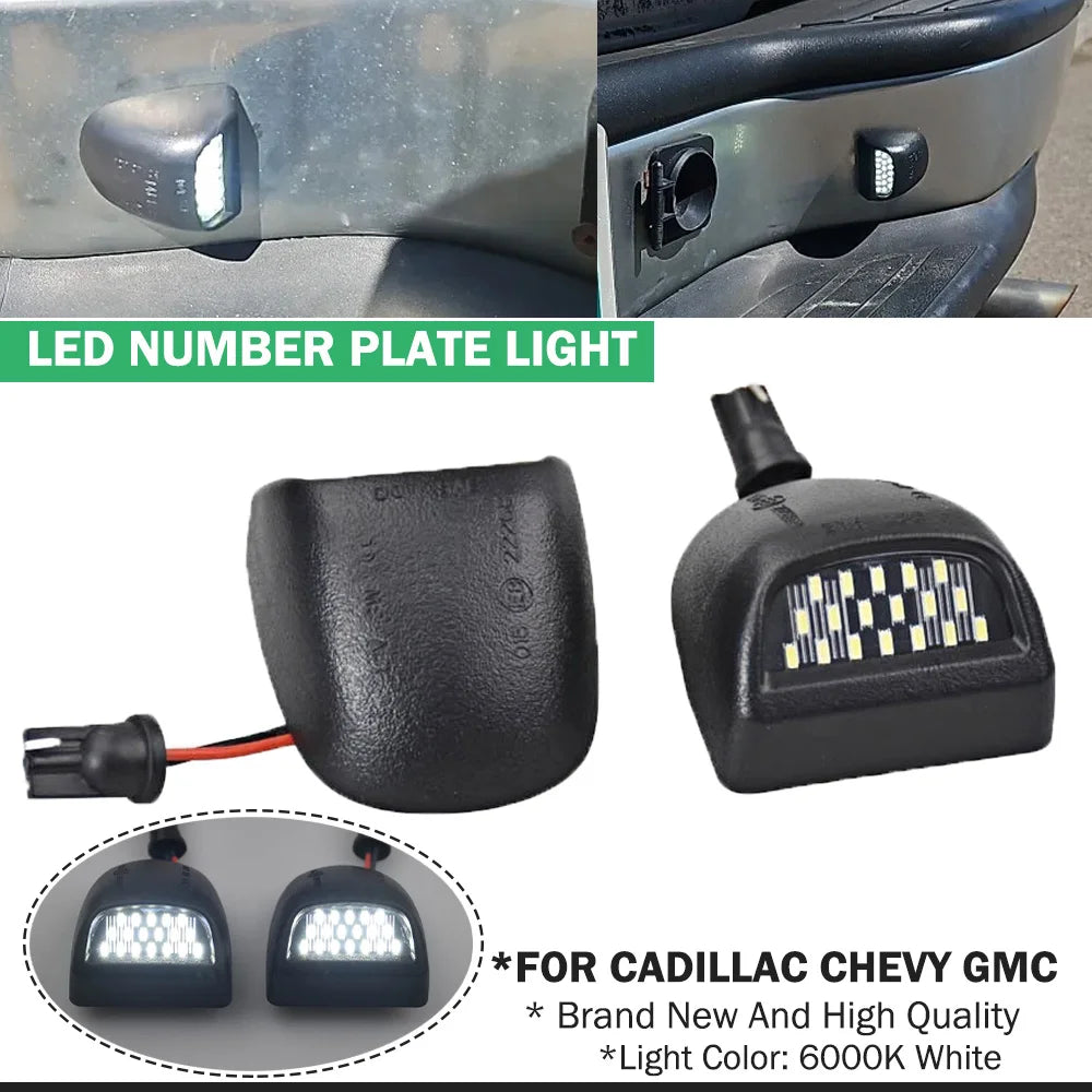 LED License Number Plate Lights For Cadillac Escalade 2002-2006 Chevy Tahoe 2000-2006 Car License Plate Lamp For GMC Sierra