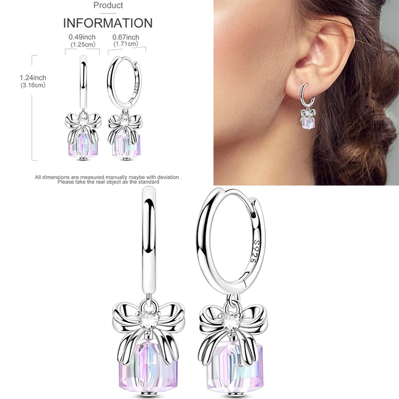 Sparkling Gold Woman Hoop Earrings 925 Sterling Silver Butterfly Colored Zirconium Earrings for Women Jewelry Anniversary Gift