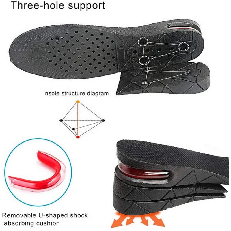 Height Increase Insoles Air Shoe Cushion Lift Insert Men Women 3-9cm Invisible Variable Insole Adjustable Cut Taller Support Pad