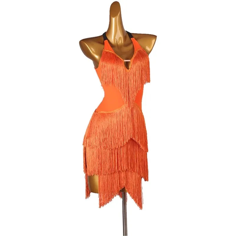Women's tassel salsa Latin practice dress