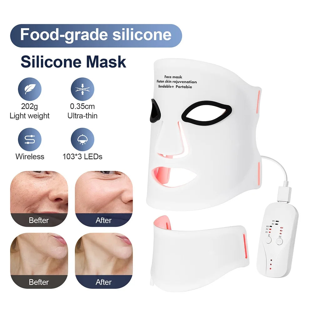 Silicone LED Face & Neck Mask – 7-Color Photon Light Therapy