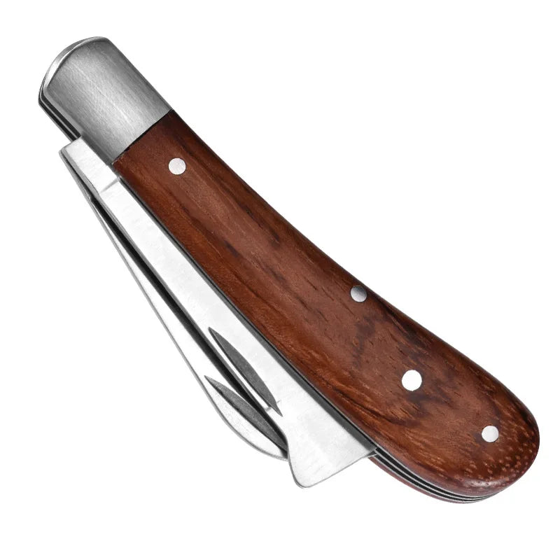Folding Grafting Knife Grafting Tools Grafting Pruning Knife Professional Garden Fruit Tree Grafting Cutter Wooden Handle Knife