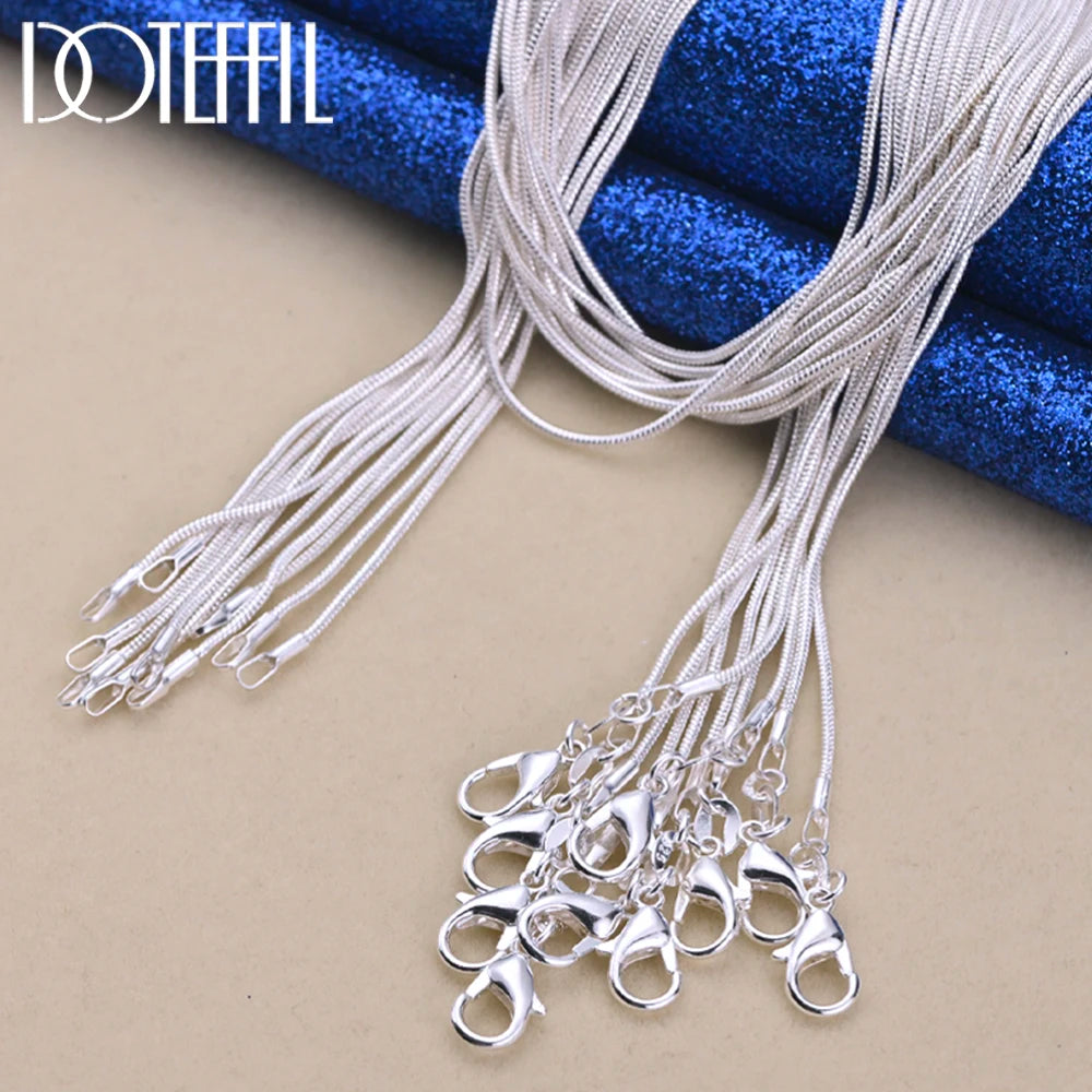 DOTEFFIL 925 Sterling Silver 5/10pcs/Lot 16/18/20/22/24/26/28/30 Inch 1.2mm Snake Chain Necklace For Woman Man Fashion Jewelry
