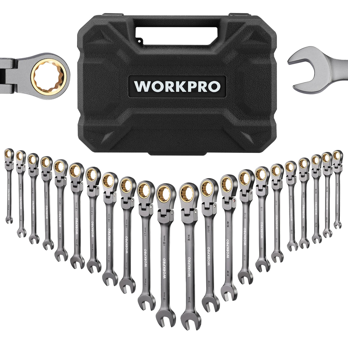 WORKPRO 21-Piece Ratcheting Wrench Set for Auto & Home Repairs