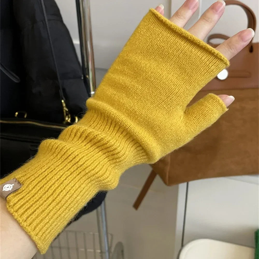 Long Knit Fingerless Gloves - Stretch Arm Sleeves for Fall and Winter - photo 14