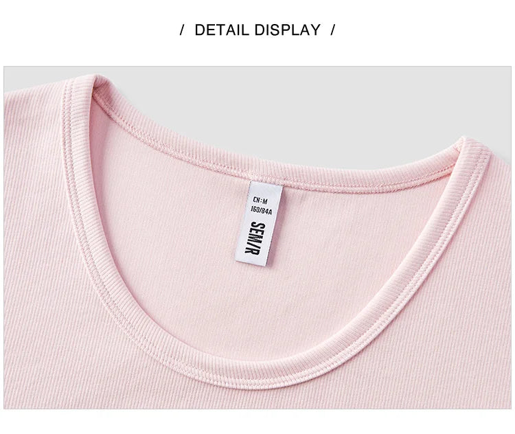 Semir Short Sleeve T-Shirt Women Cropped Slim Fit Shoulder Fit Design 2026 New Summer Embroidered Top Versatile for Chic Outfits