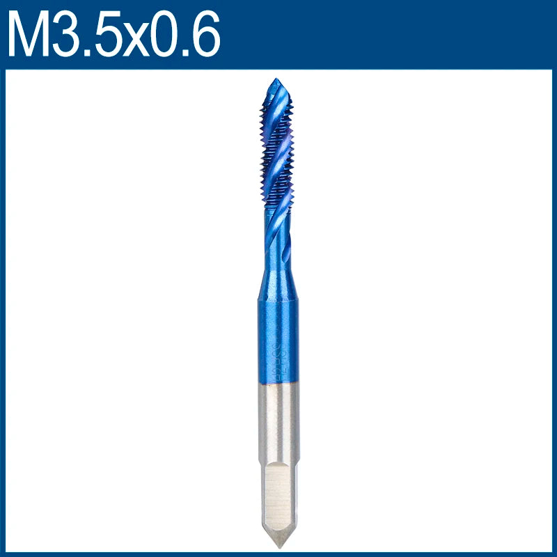XCAN Metric Screw Tap 1pc HSS M2-M6 Thread Tap Nano Blue Coated Machine Plug Tap Threading Tools Spiral Tap Drill
