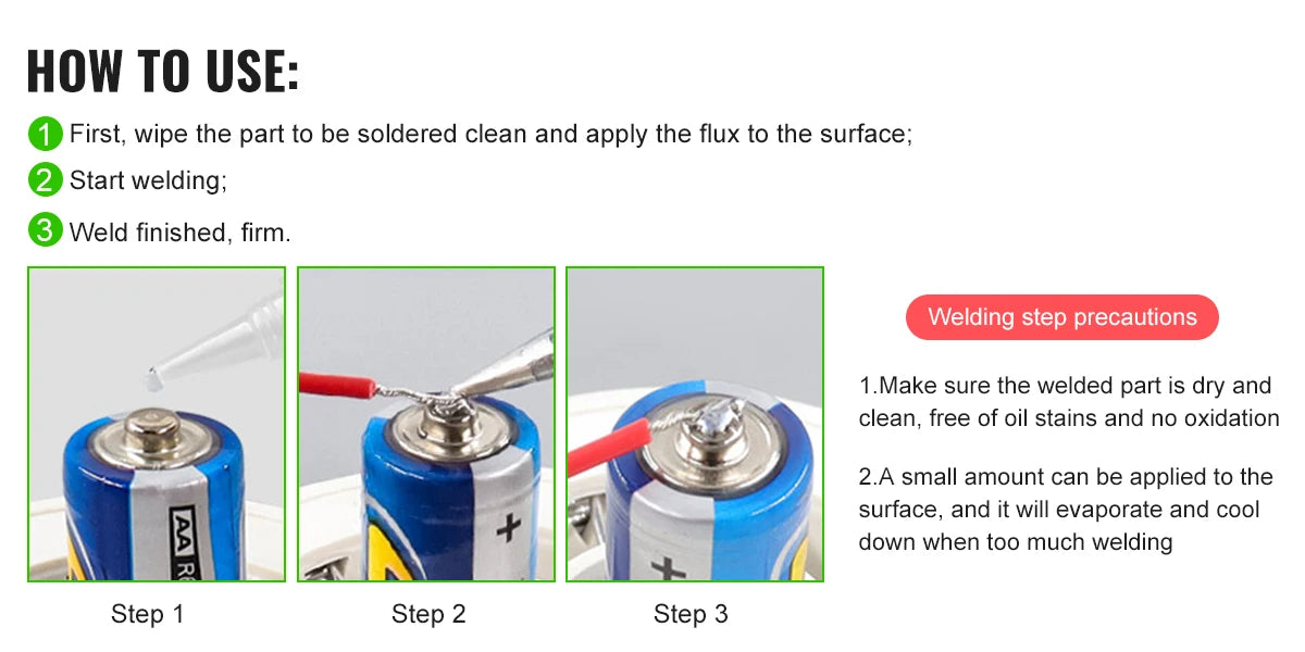 Stainless Steel Liquid Soldering Flux No-Clean Welding Fluid for Nickel Copper Iron 18650 Battery PCB Repair