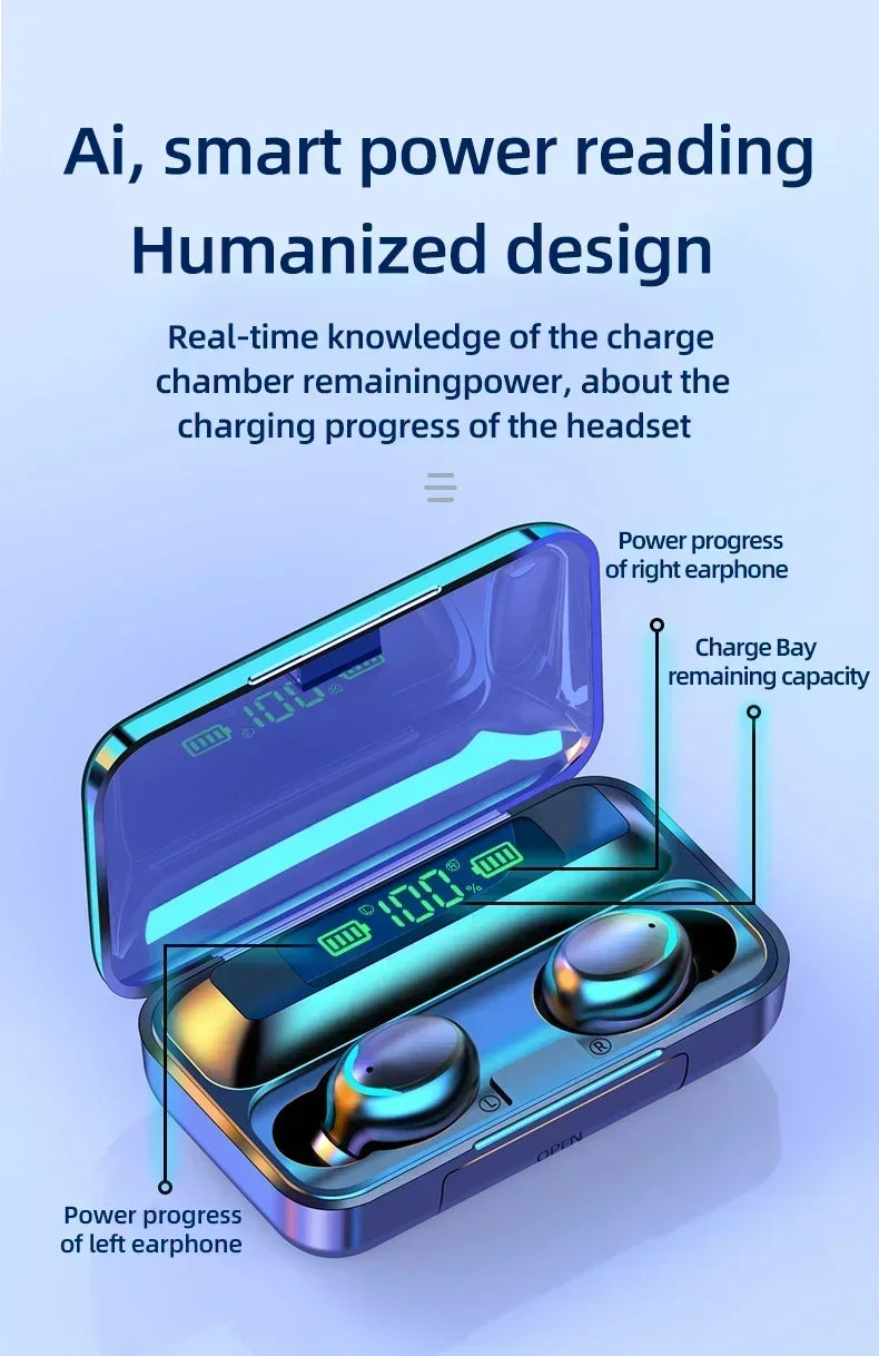 F9 Sport Wireless Earphones Bluetooth Stereo Headphones Noise Reduction Waterproof Earbuds with Mic for