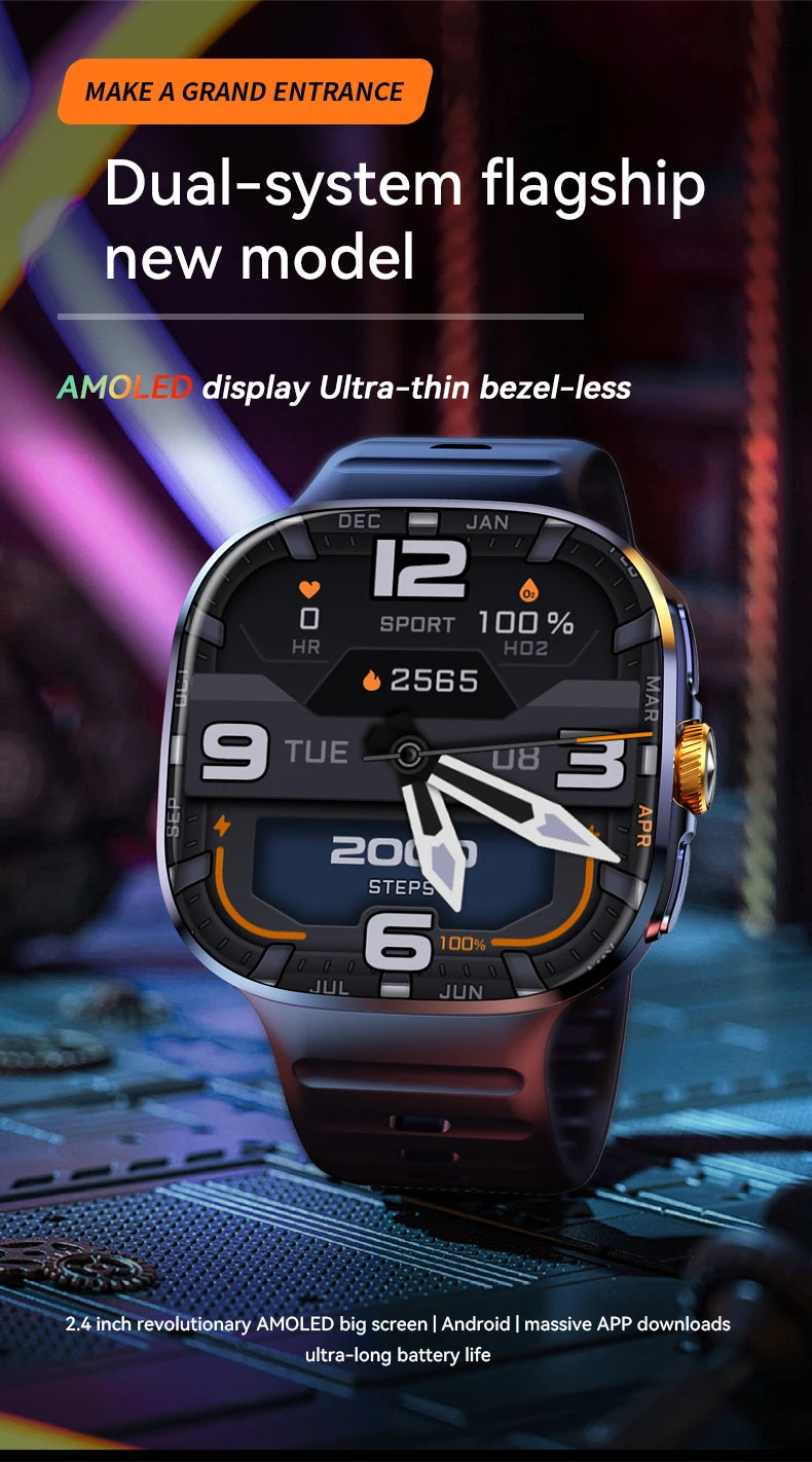 M99 Mini New Package 2.29inch Amoled Smartwatch 5G LTE Android 13.0 Smart Watch With Touch ID Fingerprint unlock GPS WIFI Sim