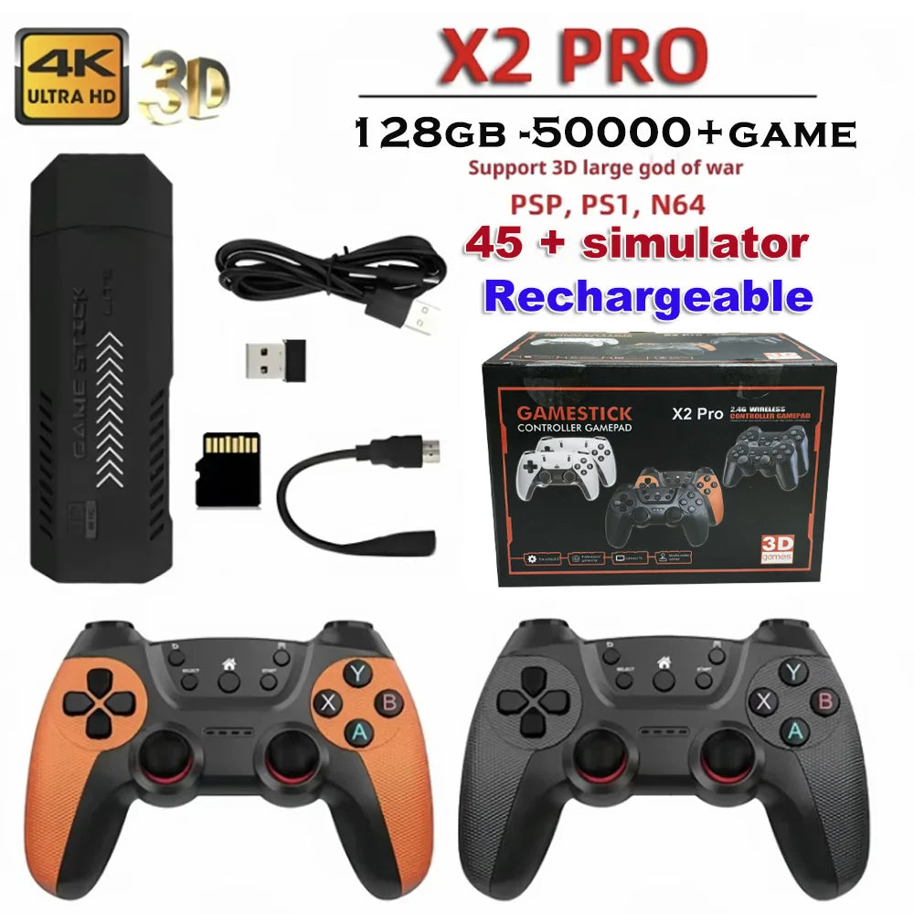X2 Pro Retro Game Console – 50,000+ Games, 40+ Emulators, 4K HD & Wireless Controllers | PS1/N64/DC