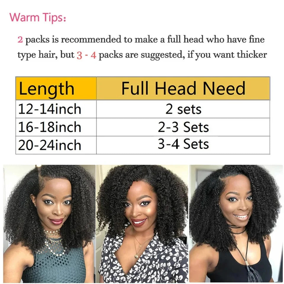 Afro Kinky Curly Clip in Hair Extensions Real Human Hair for Women Brazilian Kinky Curly Human Hair Clip in Extensions 8Pcs 120G