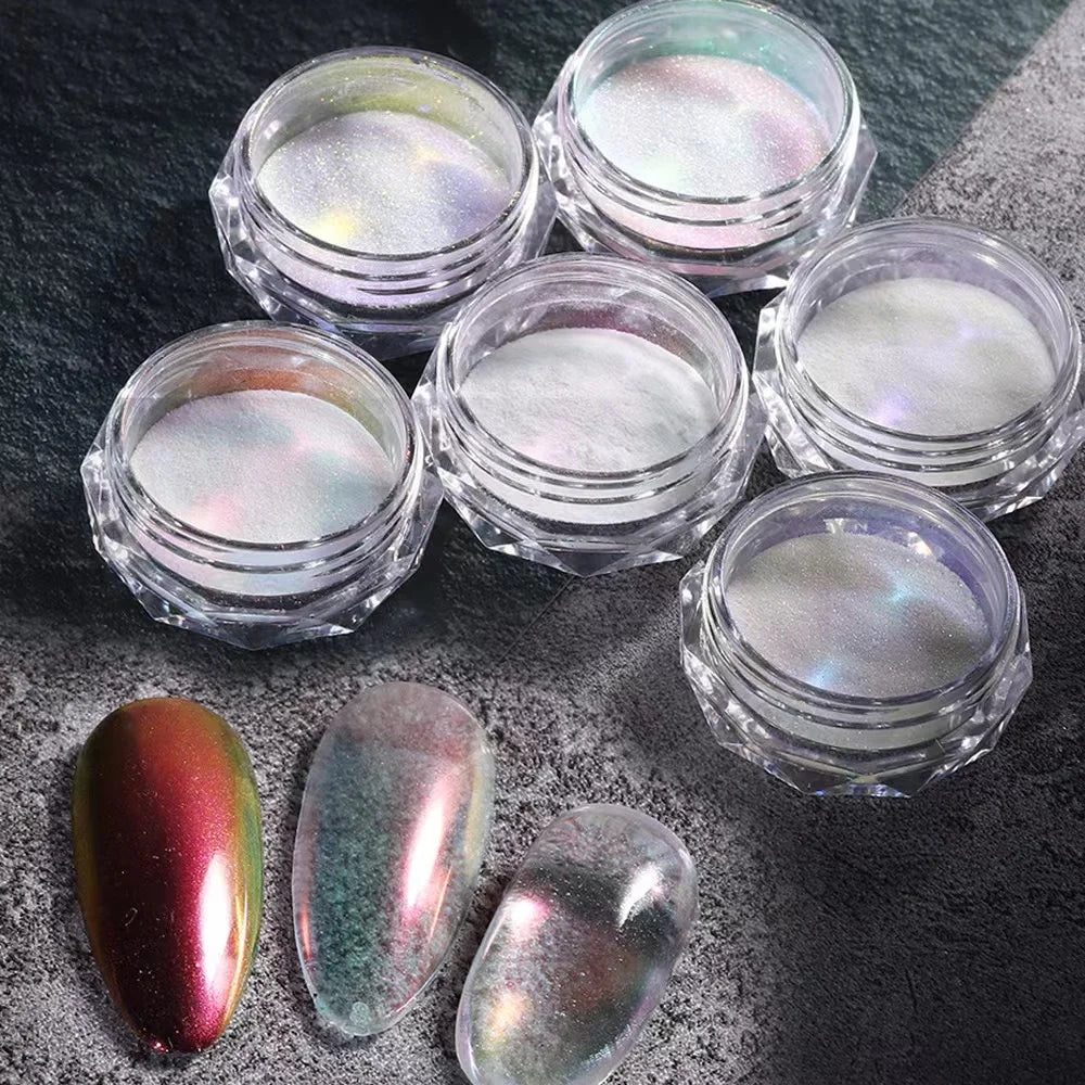 1 G 1 PCS Nail Powder Nail Pigment Holographic Mirrorlridescent Mermaid Rubbing Dust Glitter Gel Polish Manicure Decoration
