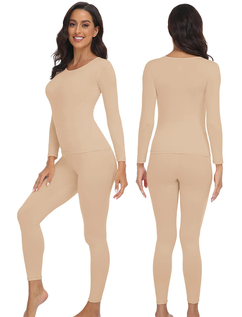 Women's Fleece Lined Long Johns - Thermal Top and Bottom 2-Piece Set - photo 10