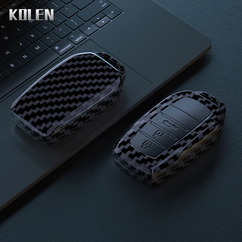 ABS Carbon Fiber Car Flip Key Case Cover For Toyota Sienna Rav4 Crown Hilux Fortuner Camry Land Cruiser Prado Venza Accessories