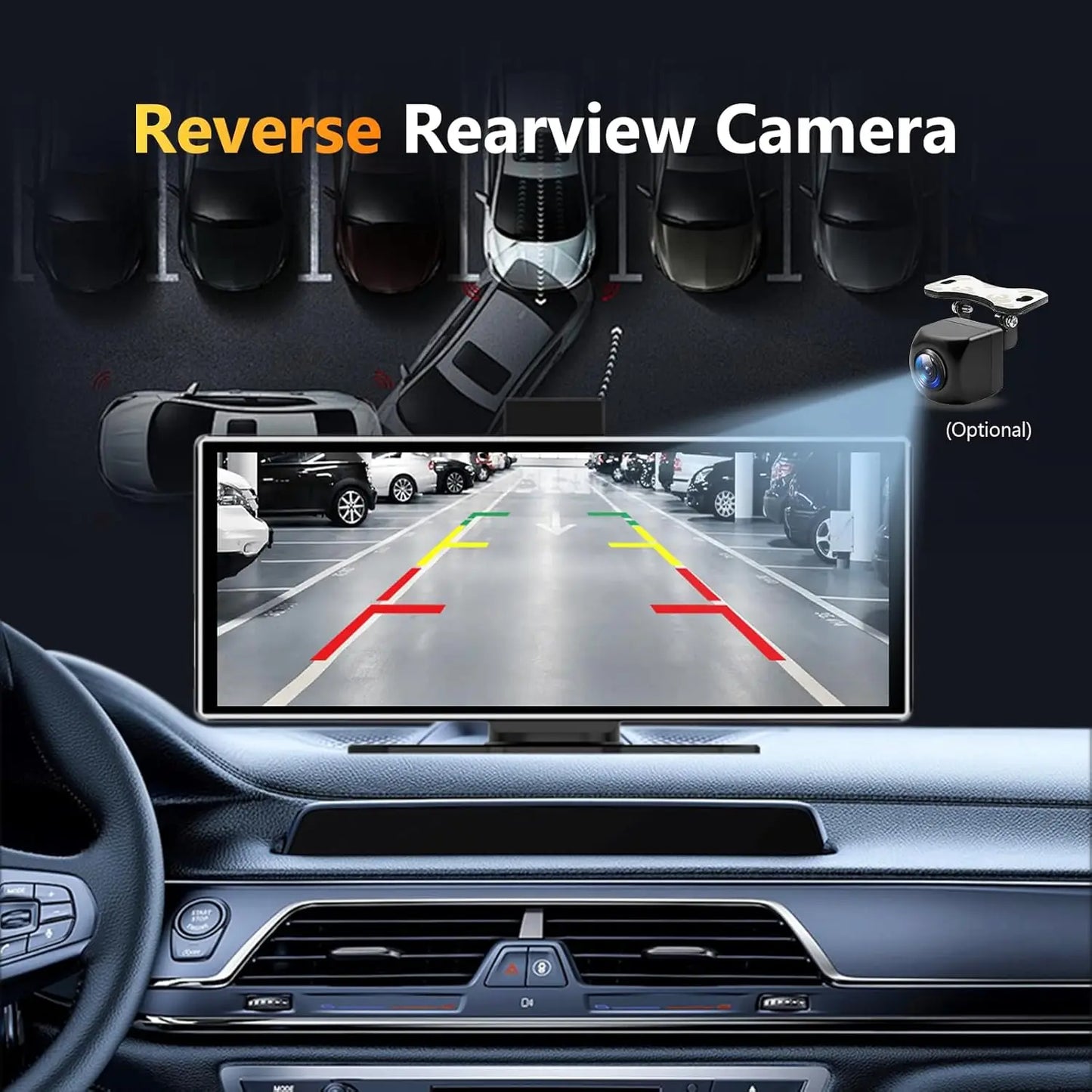 11.26 inch 4K Dash Cam Wireless Carplay Android Auto Fashionable Silver Border Car DVR GPS Navigation Video Recorder Dashboard