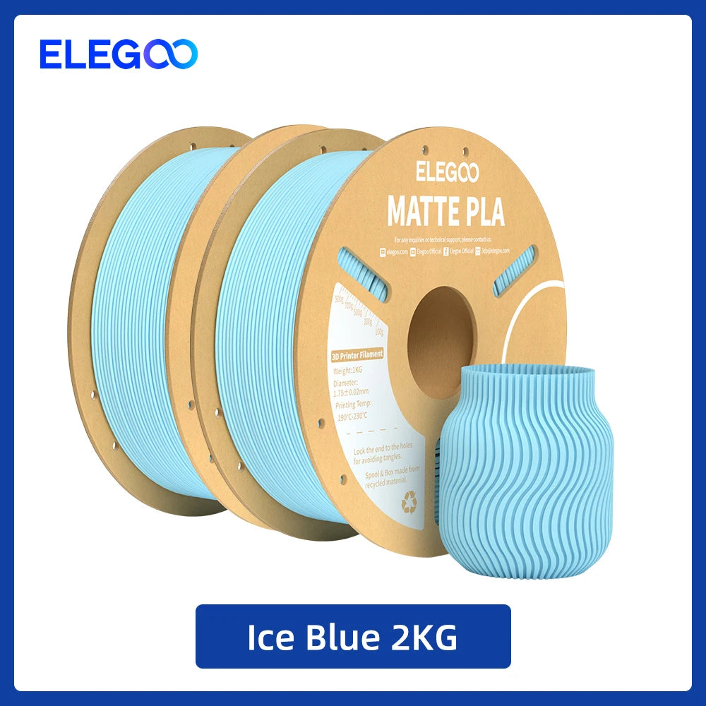 ELEGOO Matte PLA Filament 1KG,1.75mm FDM 3D Printer Filament Dimensional Accuracy +/- 0.02mm, 1kg Carboard Spool (2.2lbs)