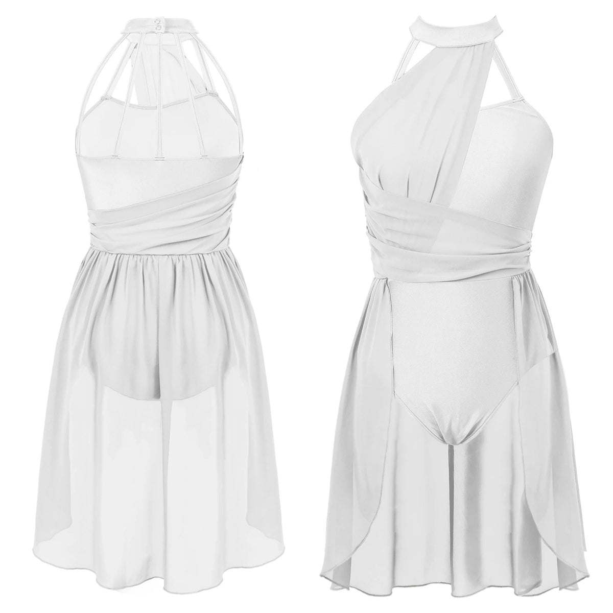 Women's ruched chiffon contemporary lyrical dress