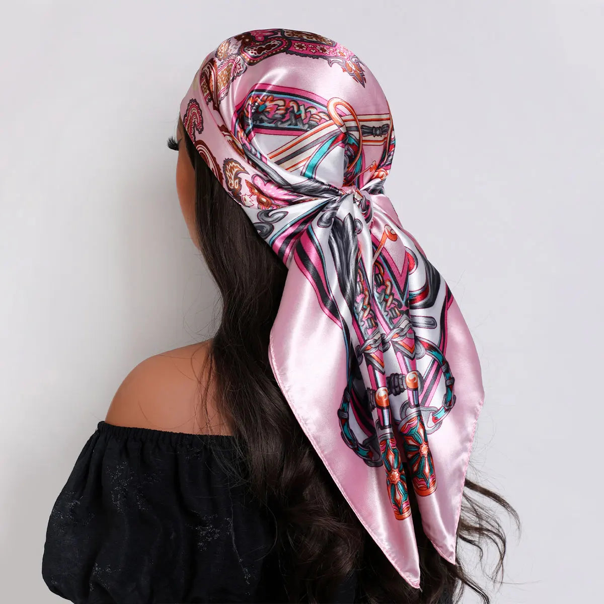 Women's Silky Satin Bandana Scarf - Bright Solid Color Square