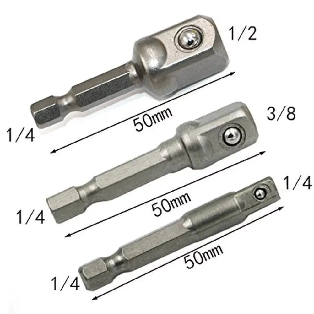 Socket Wrench Adapter, Square Ratchet Reducer Set Drill Sockets Bit Hex Holder 1/2 to 3/8 to 1/4 Double Head Conversion Kit