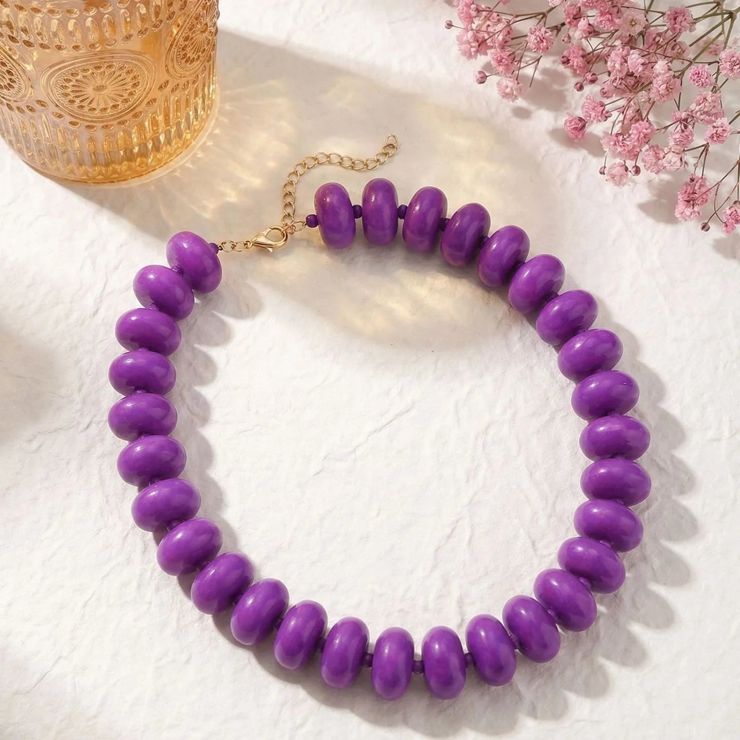 1pc Bohemian Fashion Casual Dopamine Acrylic Bead Necklace Charms Chunky Jewelry Suitable for Women