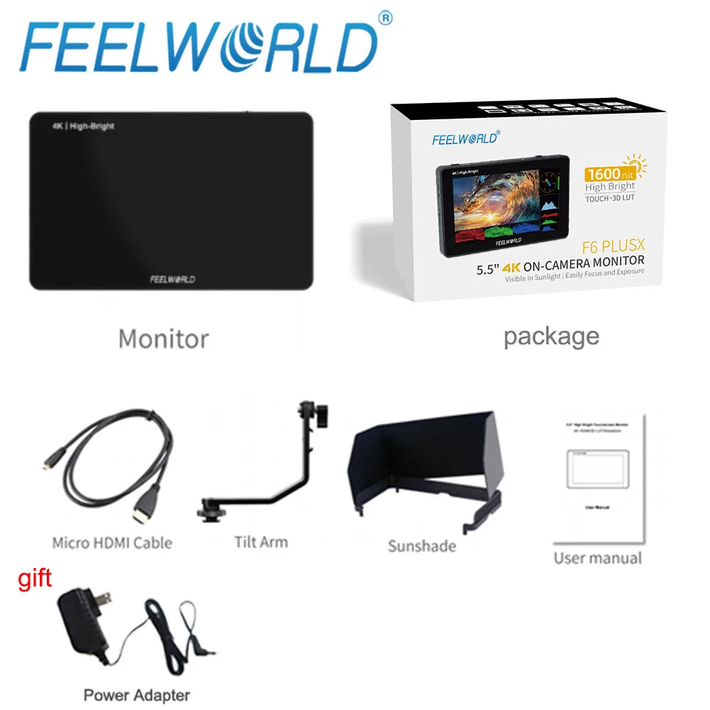 FEELWORLD F6 PLUSX Touch Screen 5.5 Inch Portable Monitor Accurate Waveform Monitoring Camere DSLR 3D LUT Full HD 1920x1080