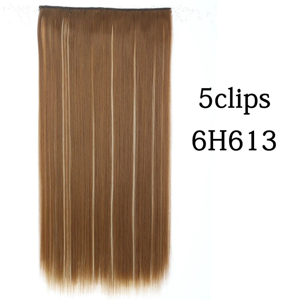 Synthetic 5 Clip In Hair Extensions Long Curly Hairstyle Hairpiece Natural Brown Black 80cm Heat Resistant  Fake Hair For Women