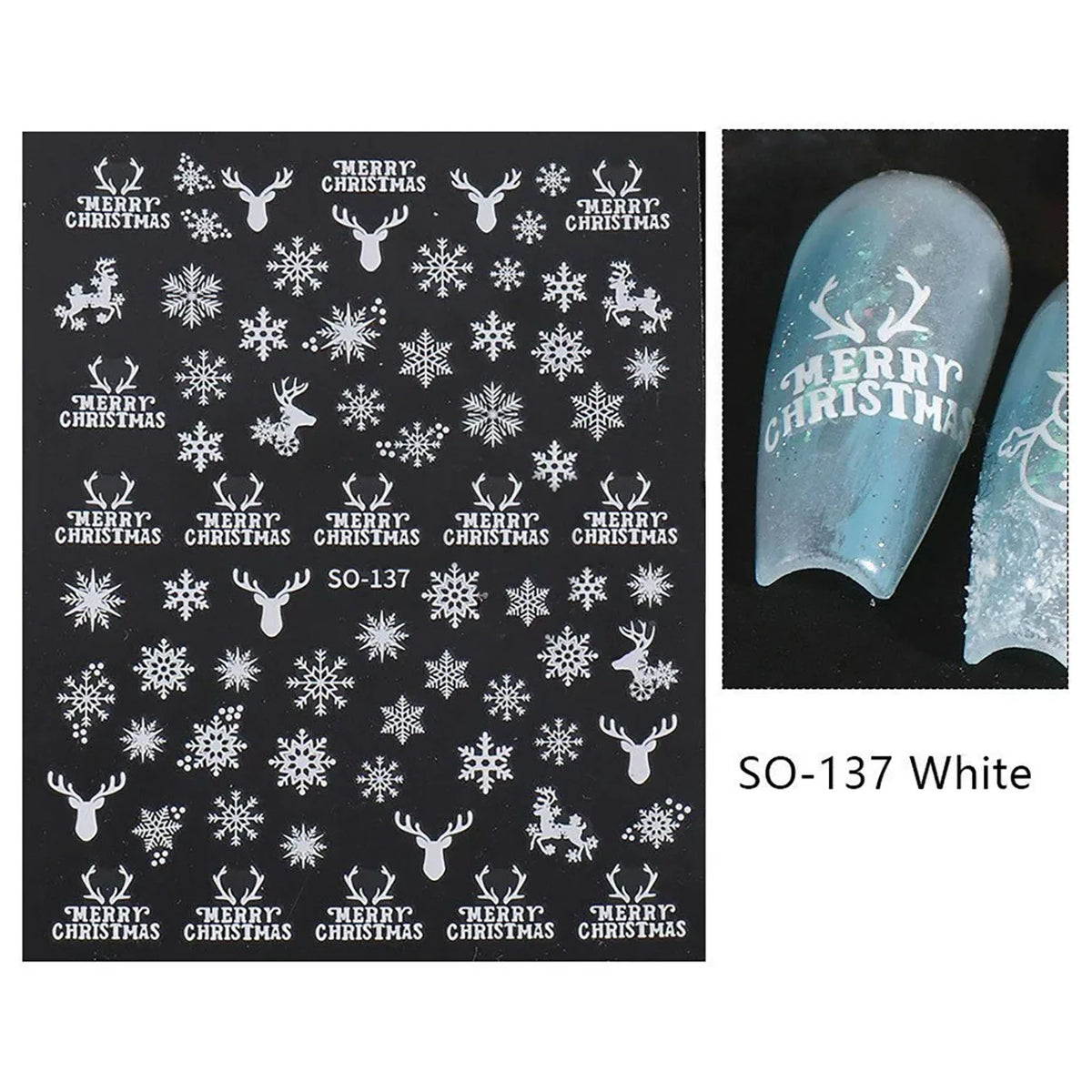 New Winter Snowflake Nail Stickers, White Snow Christmas New Year Self-Adhesive Nail Decals, DIY Nail Art Decor