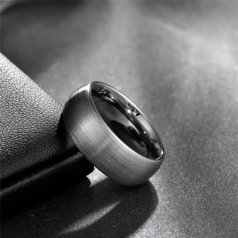 Tungsten Carbide Ring — 6mm/8mm Brushed Silver Tone Band