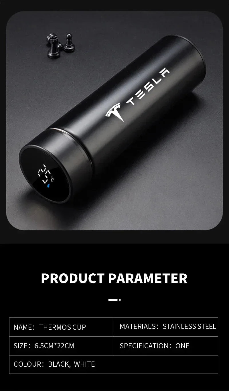 304 Stainless Steel Portable Car smart Thermos bottle with temperature display For TESLA MODEL X S 3 Y Car Emblem Accessories